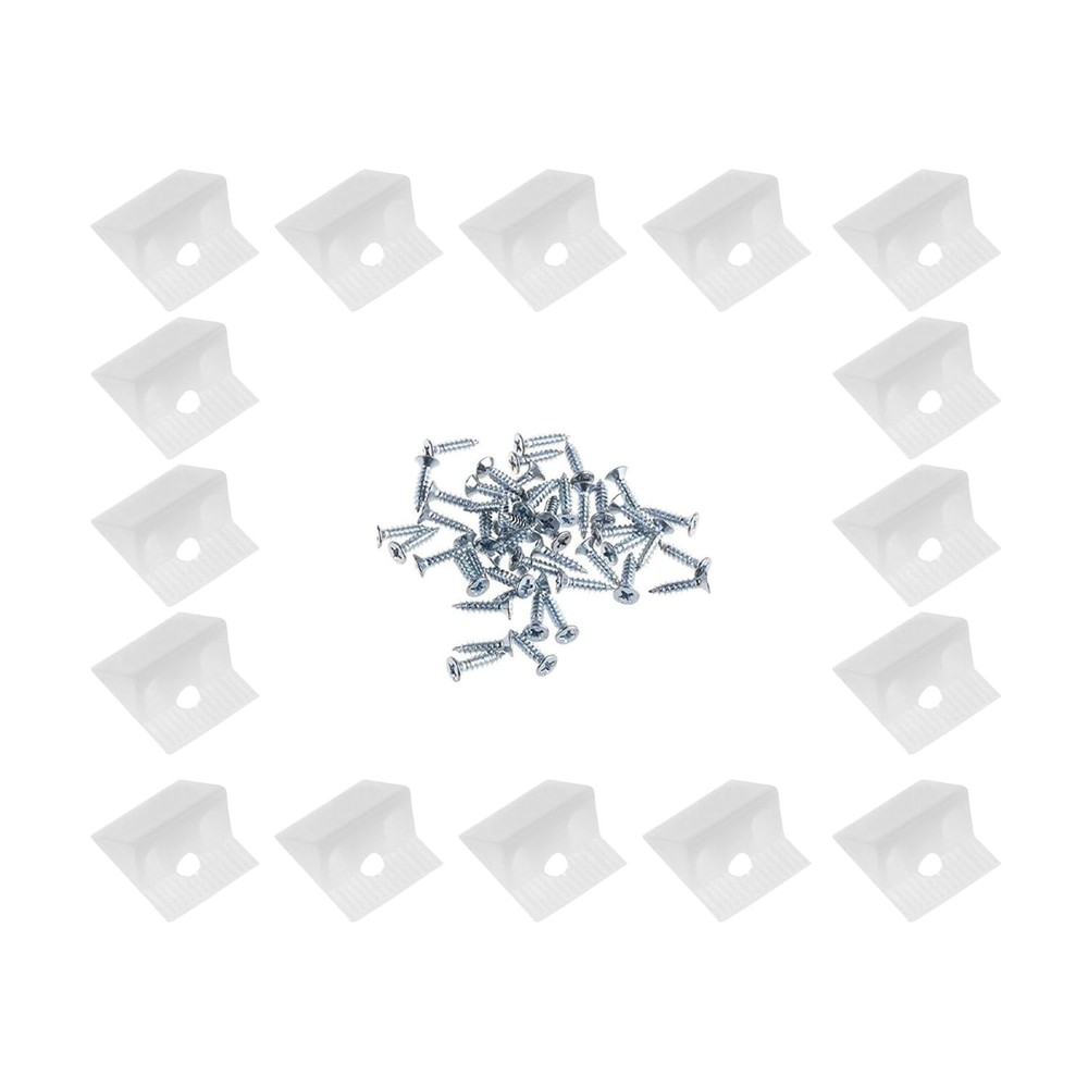 100 PCS 13mm White Small Back Plate Buckle Plastic Corner Code With Screws Kit
