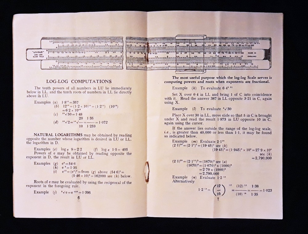 Vintage Unique Slide Rules "Half-Hour" Instructions Booklet / Manual