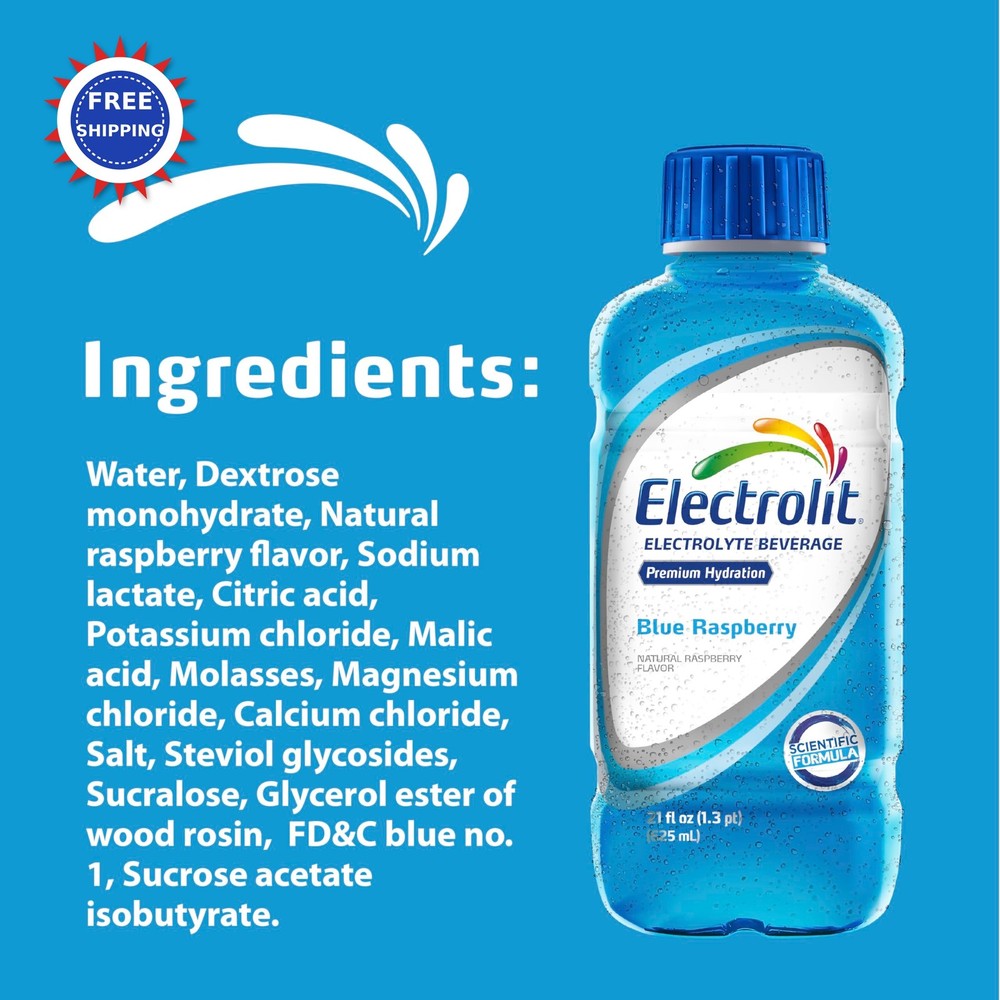 Electrolit Electrolyte Beverage Blue Raspberry 21 FL Oz Pack bottle