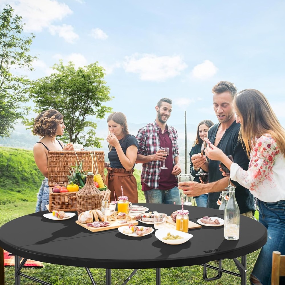 5FT Folding Table Portable Plastic for Indoor Outdoor Dining Card Party Table