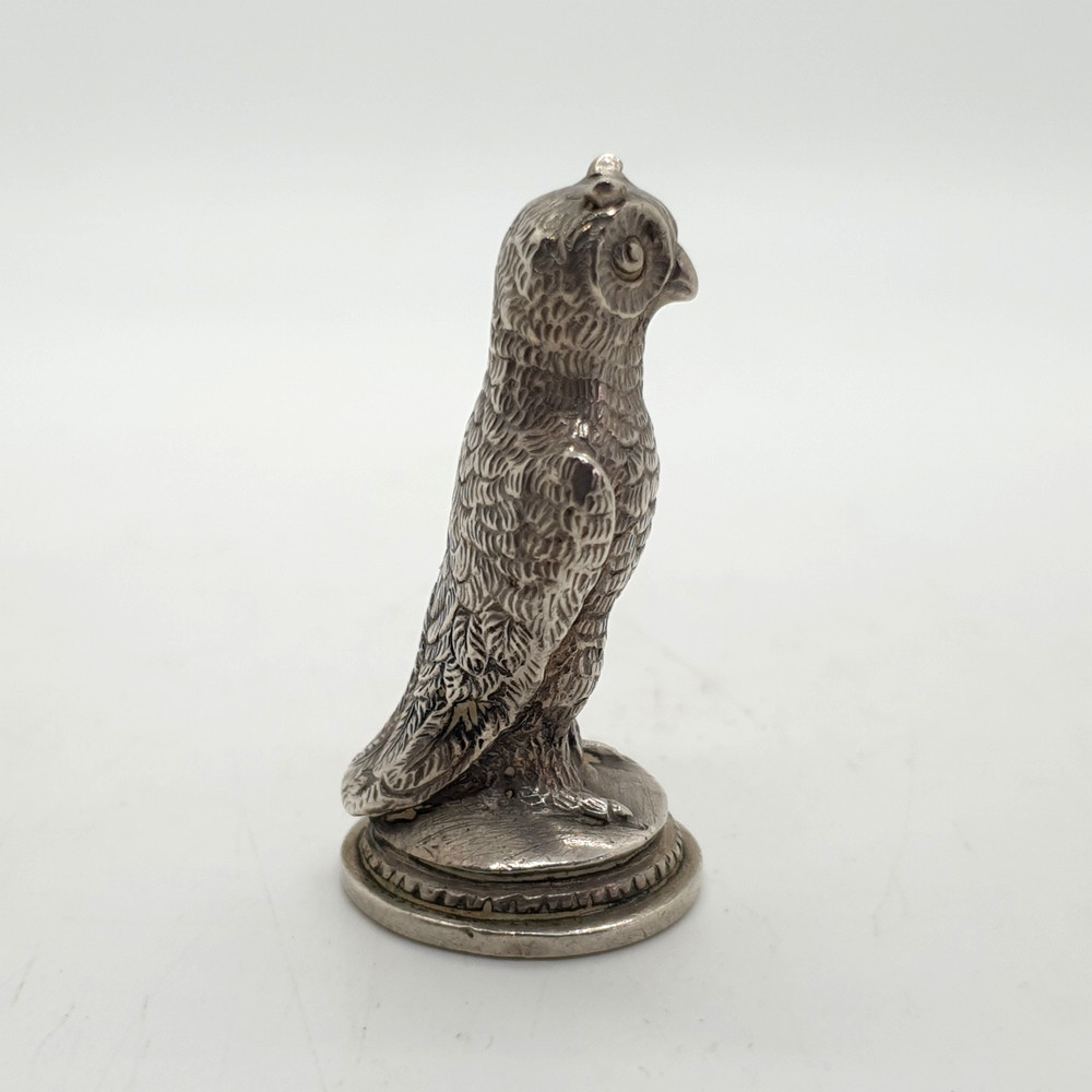 Spanish 915 Solid Silver Owl Wax Seal Stamp Not Engraved