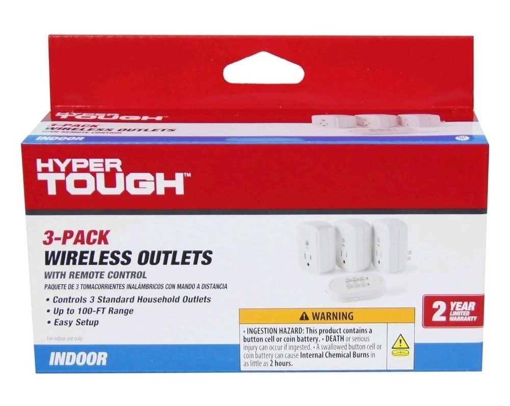 Indoor 3 Pack 1-Outlet Wireless Remote Control, White B8