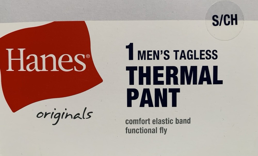 NEW Hanes Men’s Tagless Gray Solid Print Thermal Base Layer Pants Size Small