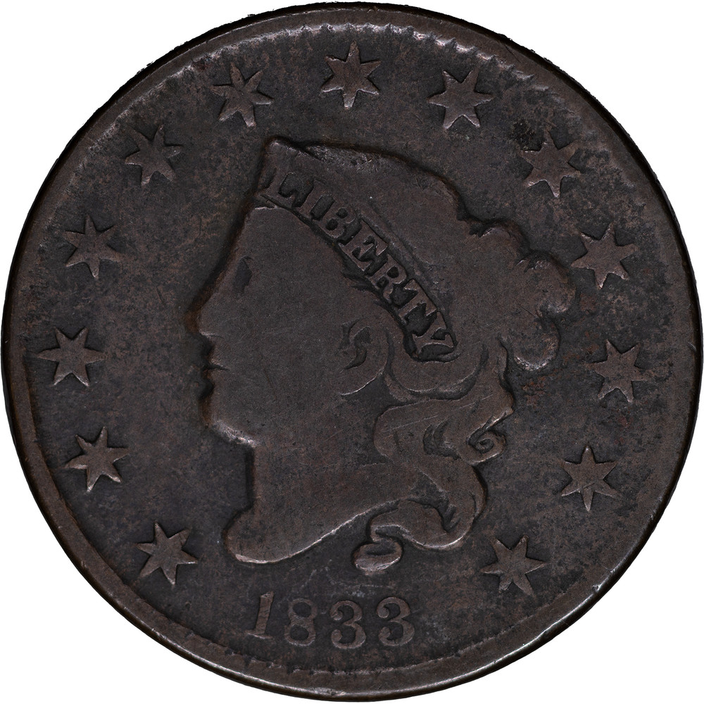 1833 1c Coronet Head Large Cent ~ Good