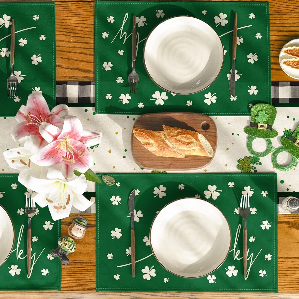 Artoid Mode Green Lucky Shamrock St. 12" x 18", Rectangular 4 Pcs,
