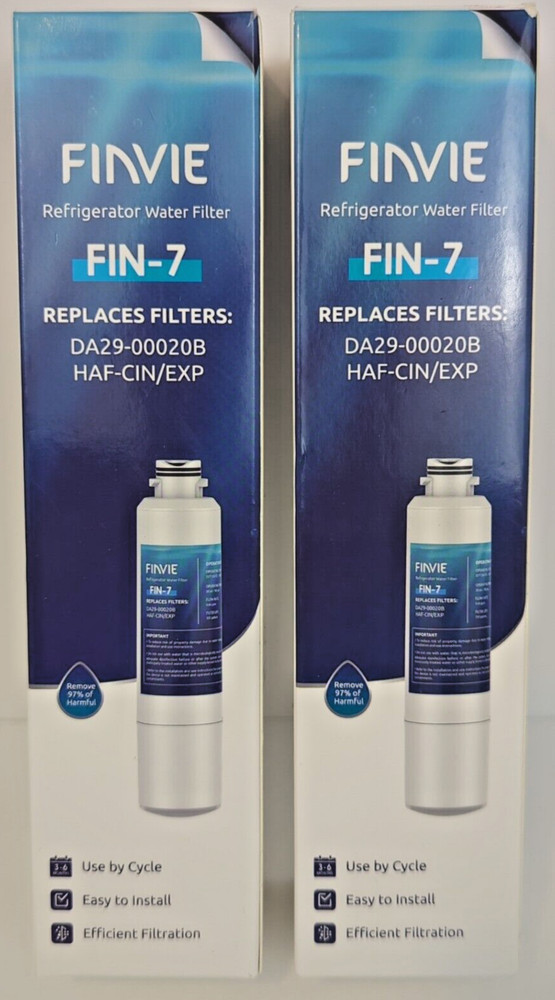 2 Pack FinVie Refrigerator WATER FILTER FIN-7 compatible w/ Samsung DA29-00020b