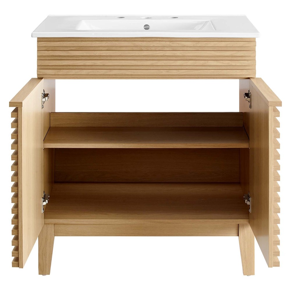 Modway Render 30" Bathroom Vanity With Sink in Oak White