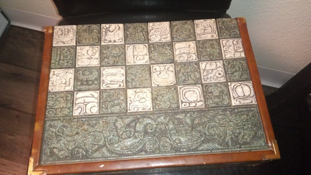 Vintage Unique Aztec Spanish Folding Chess Board Set