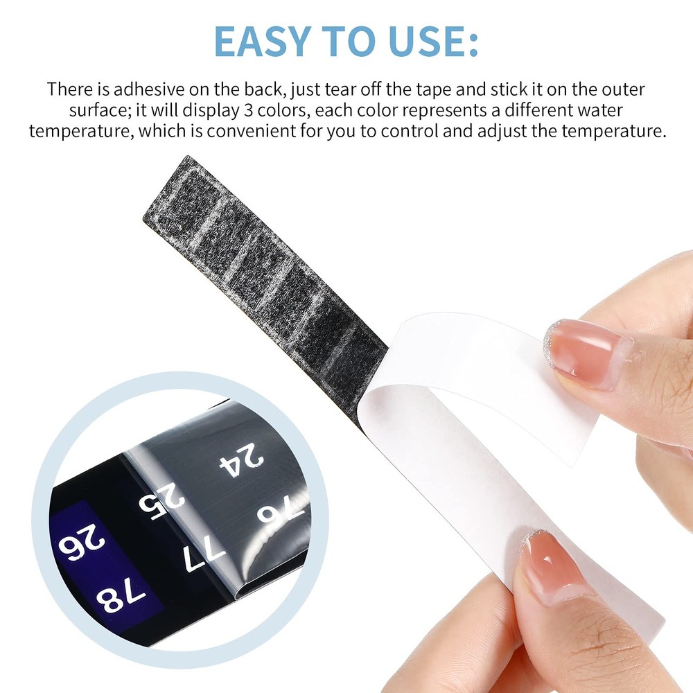 6 Pieces Horizontal Stick On Thermometer Strip Black