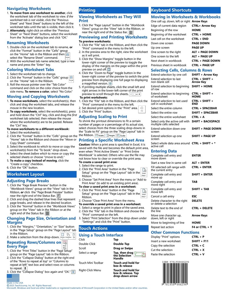 Excel for Microsoft 365 Training Guide Quick Reference Guide Cheat Sheet