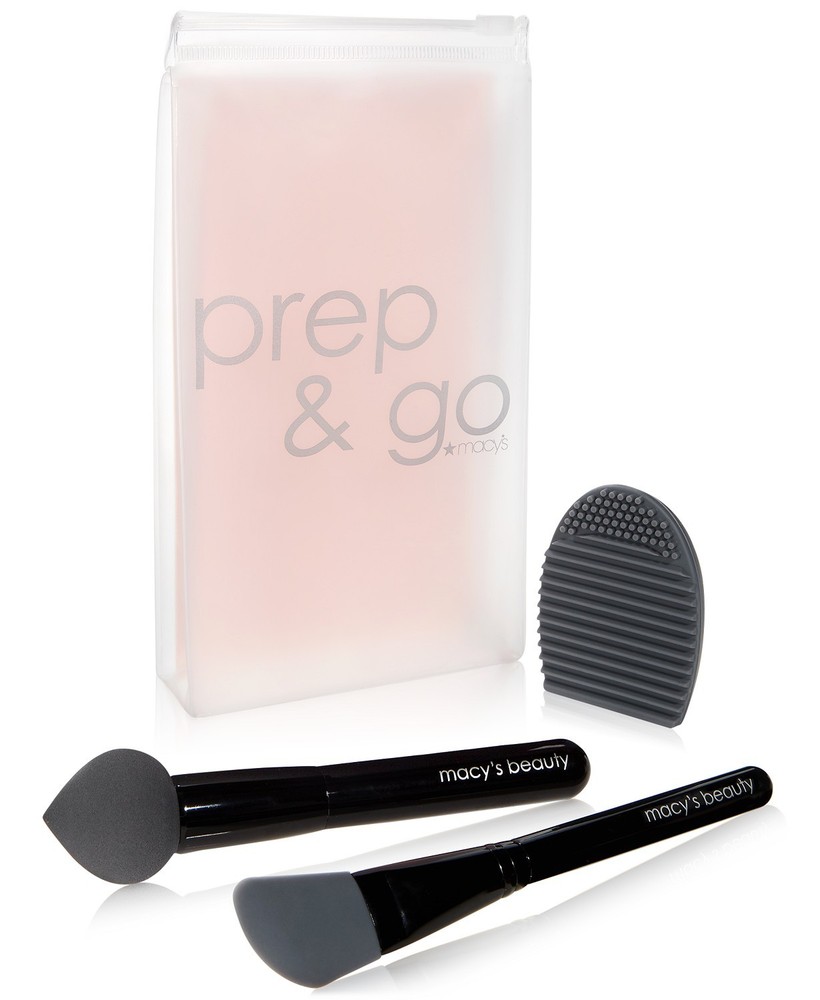 Macy's Prep & Go Set ~ Incl Silicone Spatula Brush Cleaner Foundation Applicator