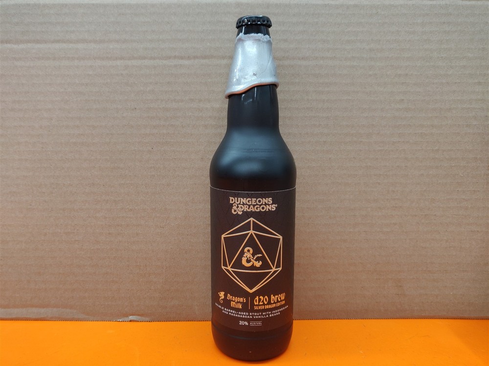 ⭐️⭐️⭐️⭐️⭐️ EMPTY Dragon's Milk D20 Brew Silver Dungeons & Dragons Bottle