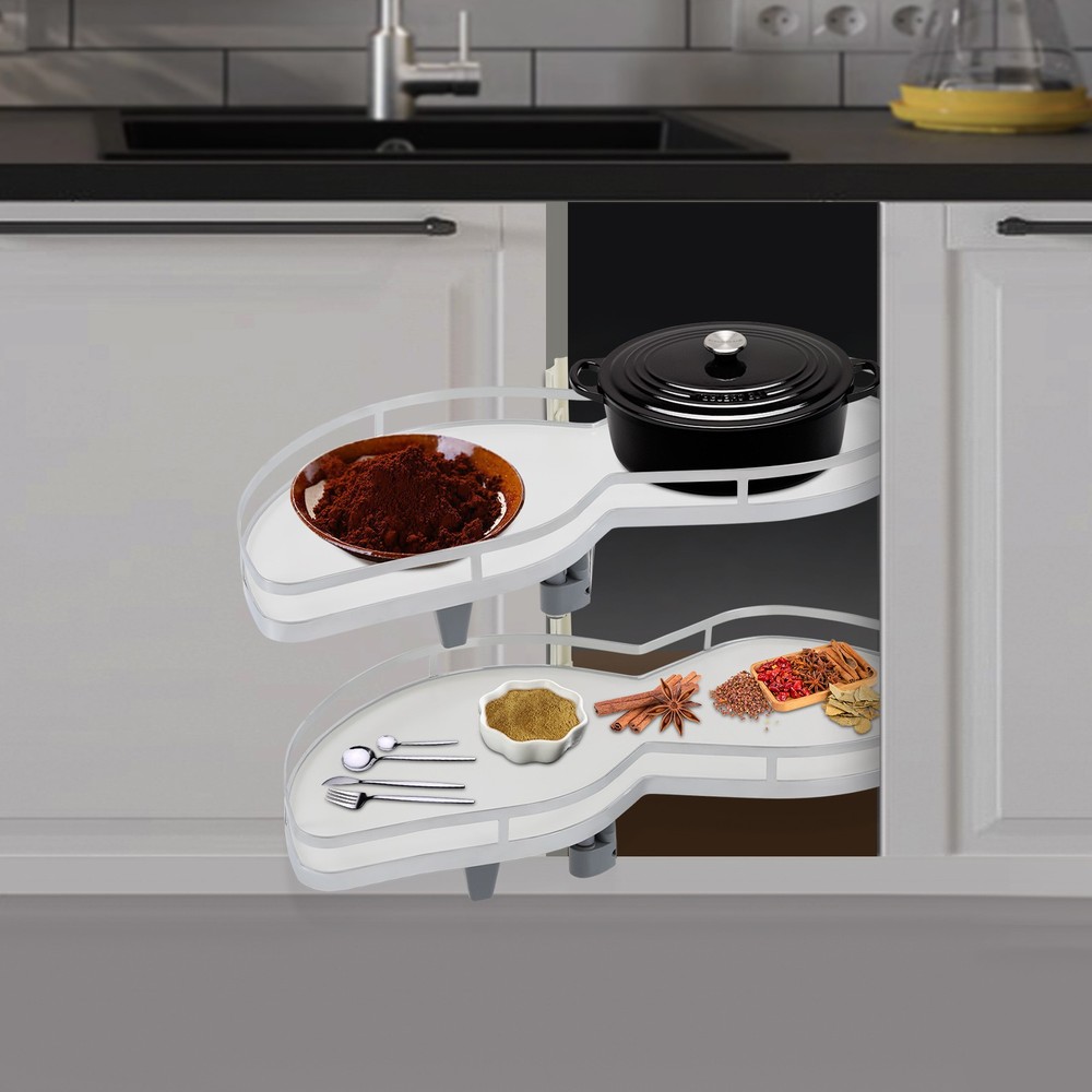 2 Tier Swing Tray Left Blind Corner Kitchen Cabinet Pull Out Kitchen Organizer