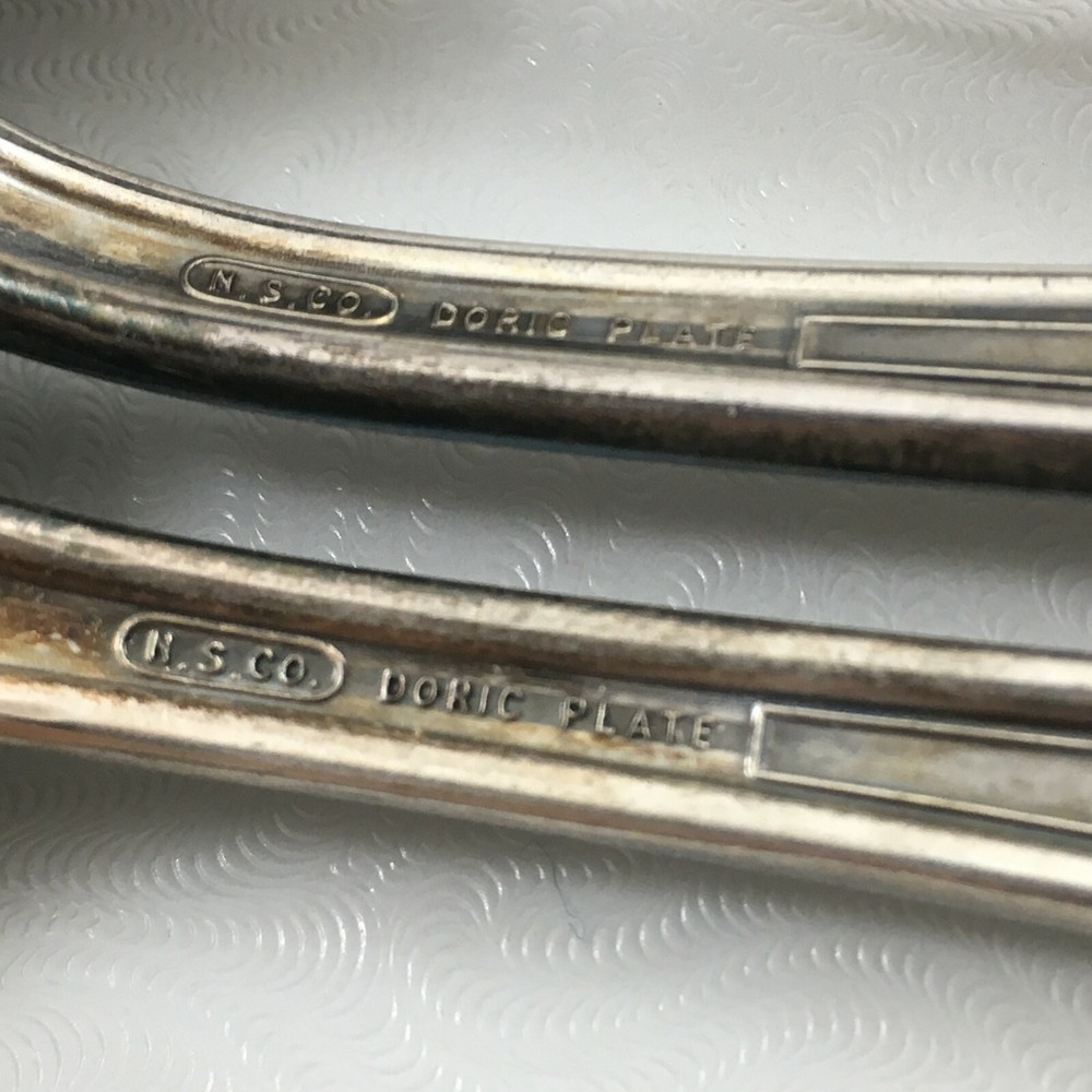 4 National Doric Plate Silverplate Flatware 7 7/8" Large Spoons