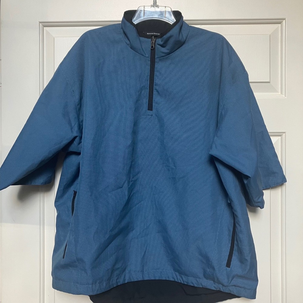 Zero Restriction Mens L Blue Black Waterproof Reversible Pullover Golf Jacket