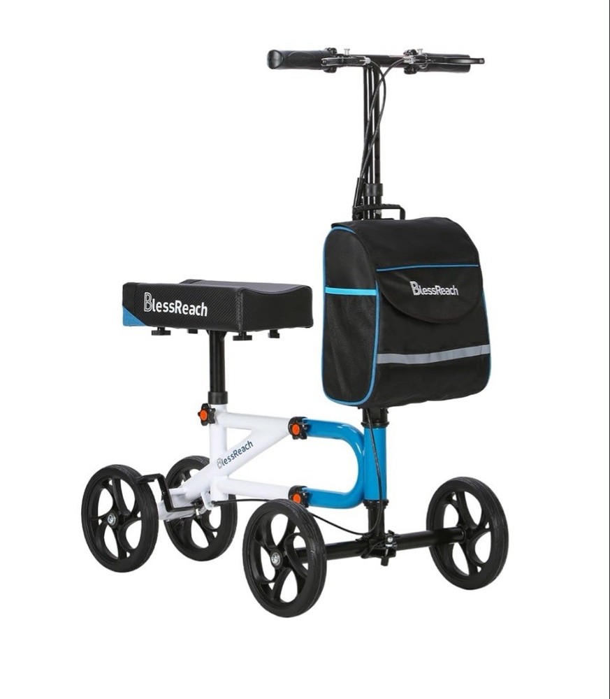 BlessReach Knee Scooter, Steerable Knee Walker, Blue