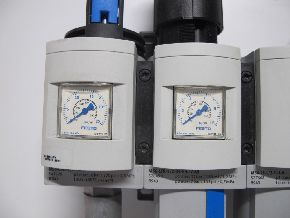 FESTO MS6 Compressed Air System Pressure Sensor Regulator Pneumatic EM1 LFR LF