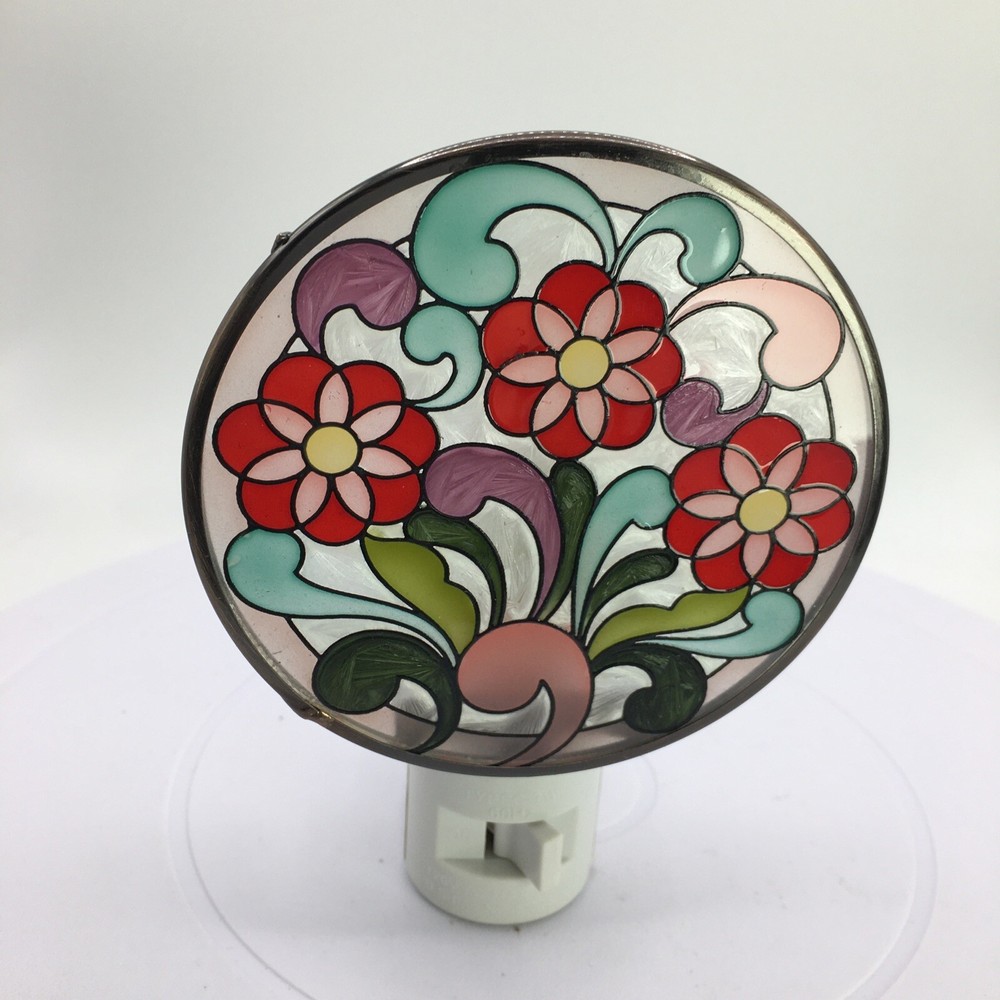 Jim Shore Three Daisies Socket Nightlight Hand Painted Glass Enesco