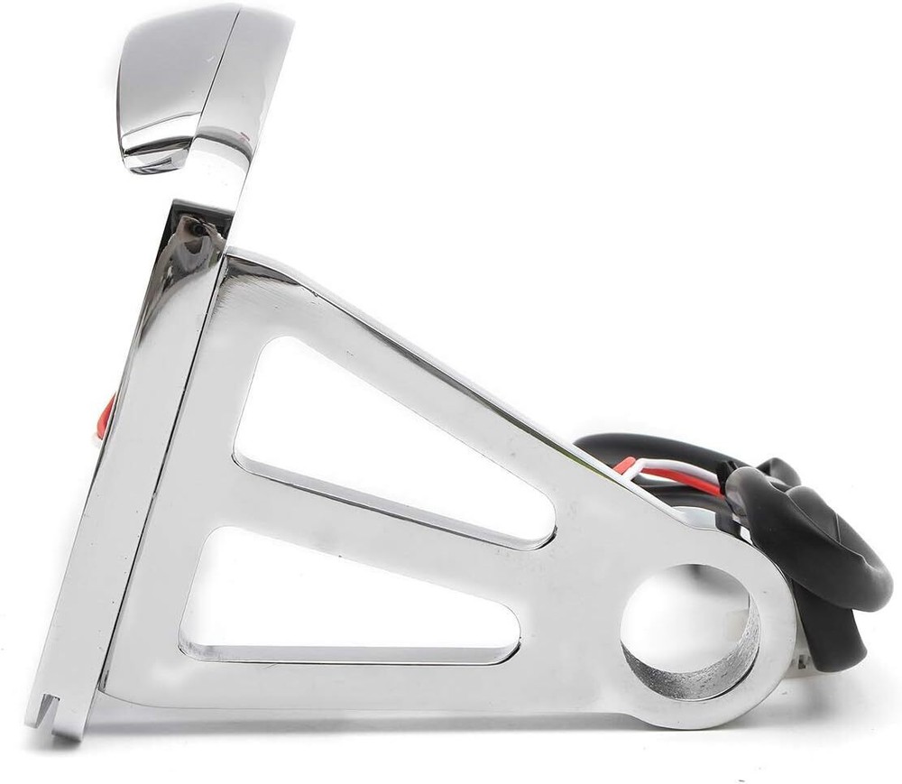 Chrome Curved Side Mounted License Plate Bracket w/LED Tail Light Brake Light US