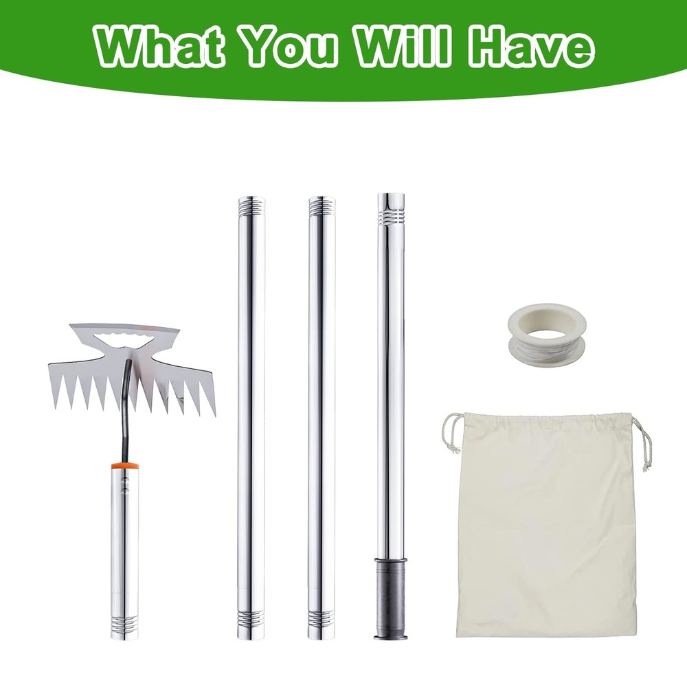 New Adjustable Uprooting Weeding Tool with Long Handle,11-Teeth Weed Puller R...