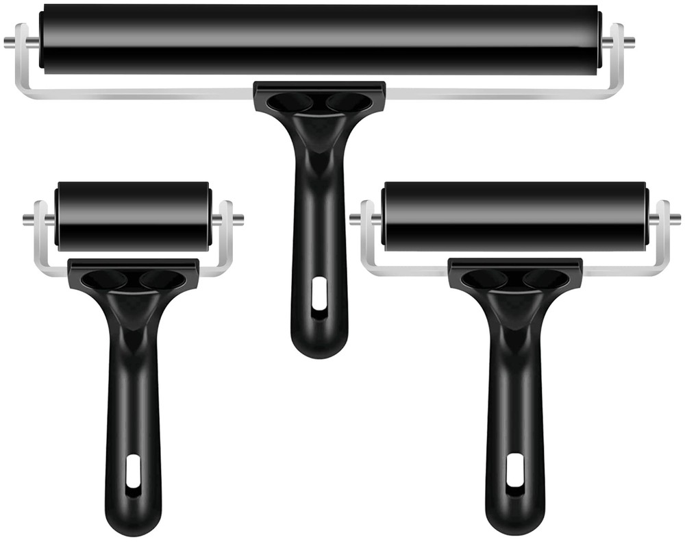 3 Pack Brayer Rollers for Crafting, Vinyl Rubber Roller Brayers, Printmaking ...