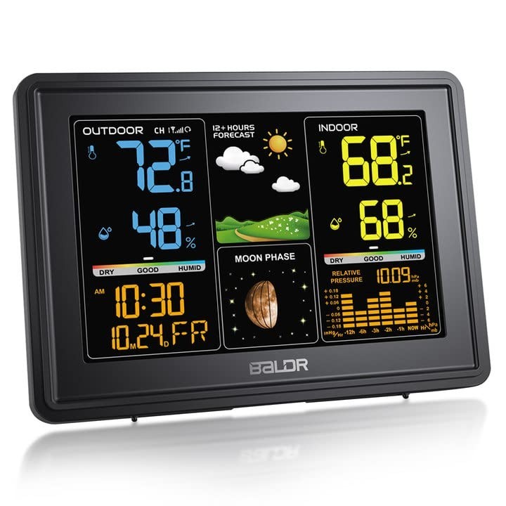 Comprehensive Weather Station with Large LCD & Dynamic Barometric Pressure Graph