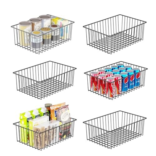 6 Pack Large Wire Baskets for Organization, Metal Pantry Storage 6 pack