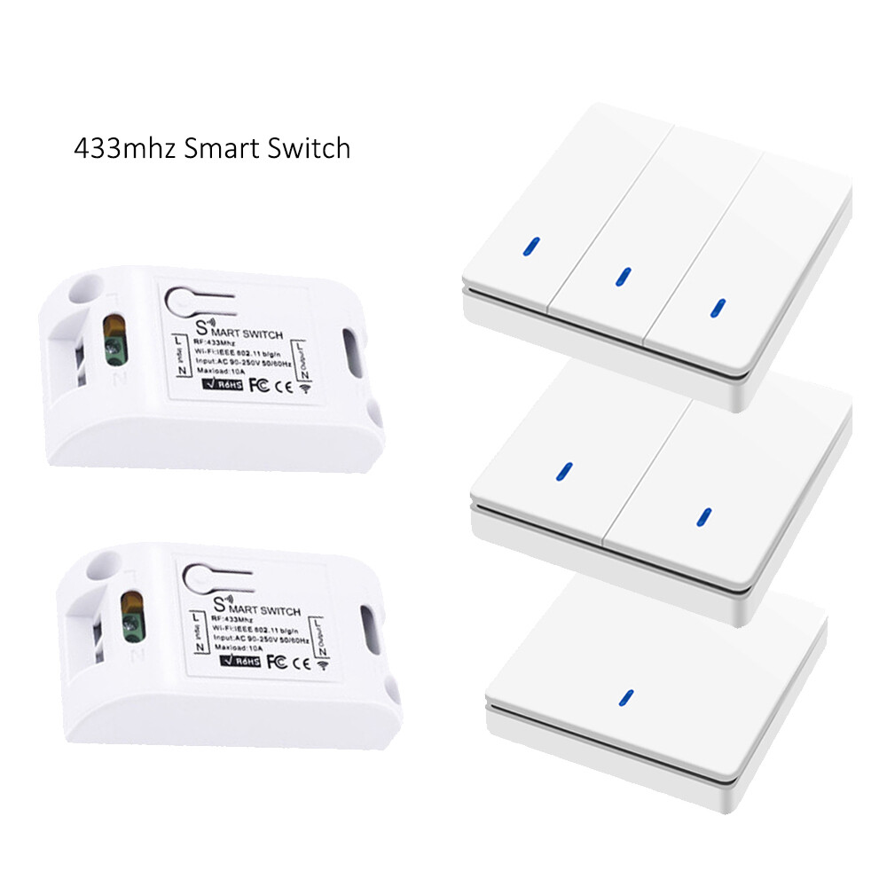110V-220V Wireless RF Smart Switch Module + 433mhz Wall Panel Transmitter Remote