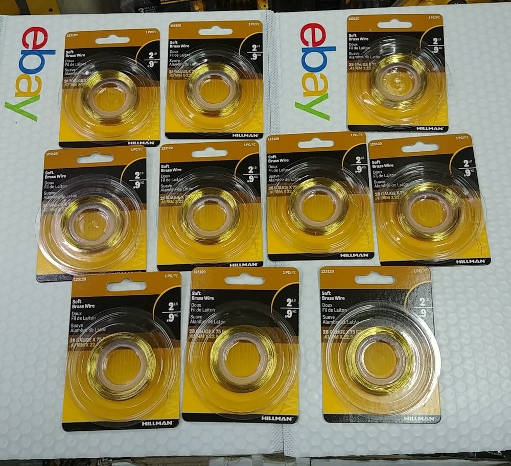 10 Pack HILLMAN Soft Brass Wire 28G By 75 ft
