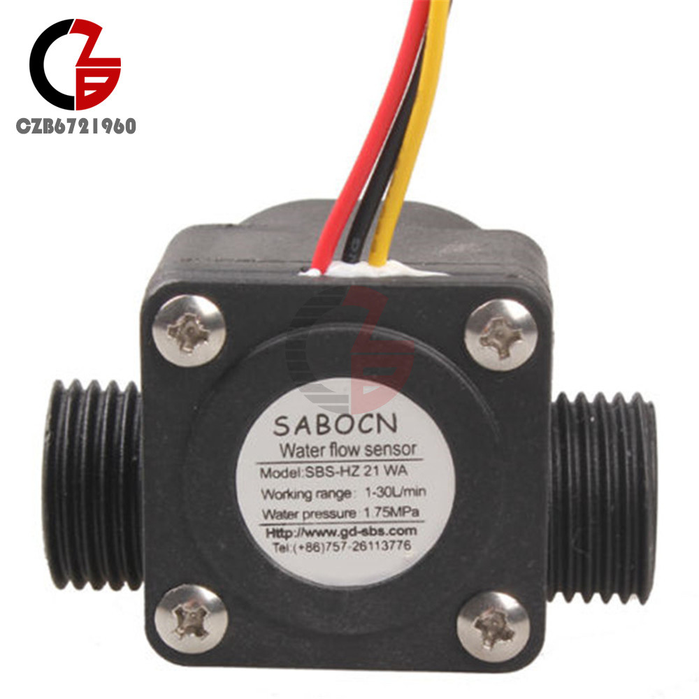 G1/2 Flowmeter 1-30L/min Water Flow Sensor Control Effect Switch for Arduino