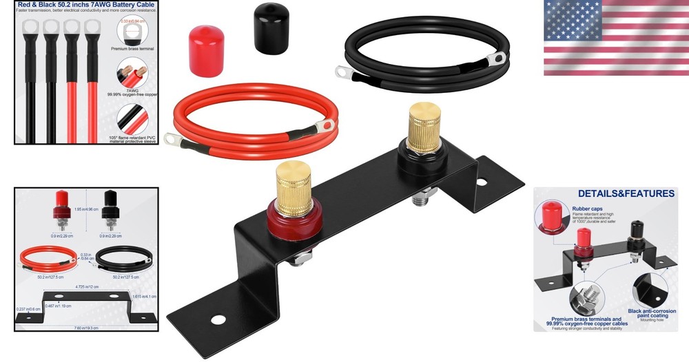Compact Battery Charging Post Kit - Heavy Duty Remote Terminals for All Vehicles