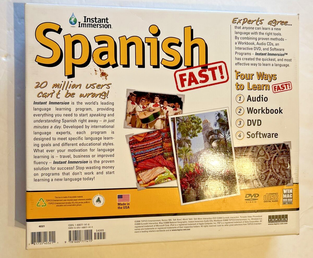 Instant Immersion Spanish FAST! (CD's, DVD, CD-ROM, Workbook, Map of Mexico)