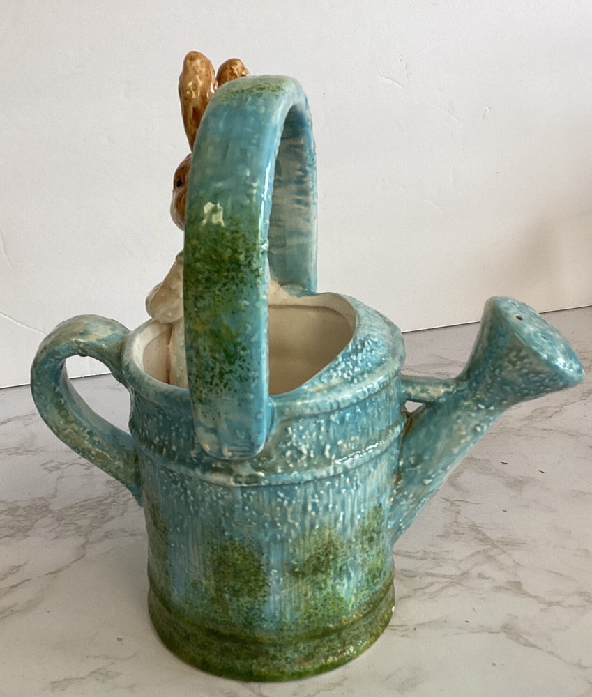 Ceramic Watering Can With Peeping Bunny In Excellent Condition.