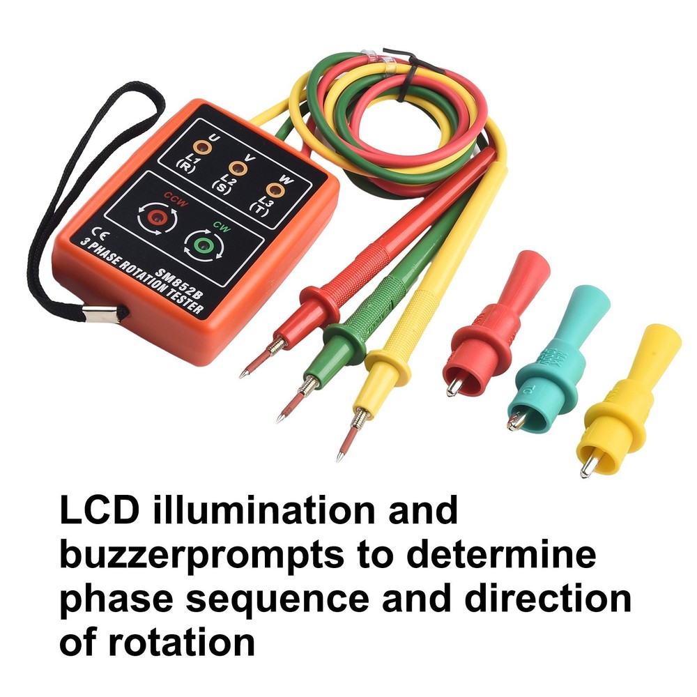 New SM852B 3 Phase Sequ Ence Rotation Tester LED Indicator Detector Meter