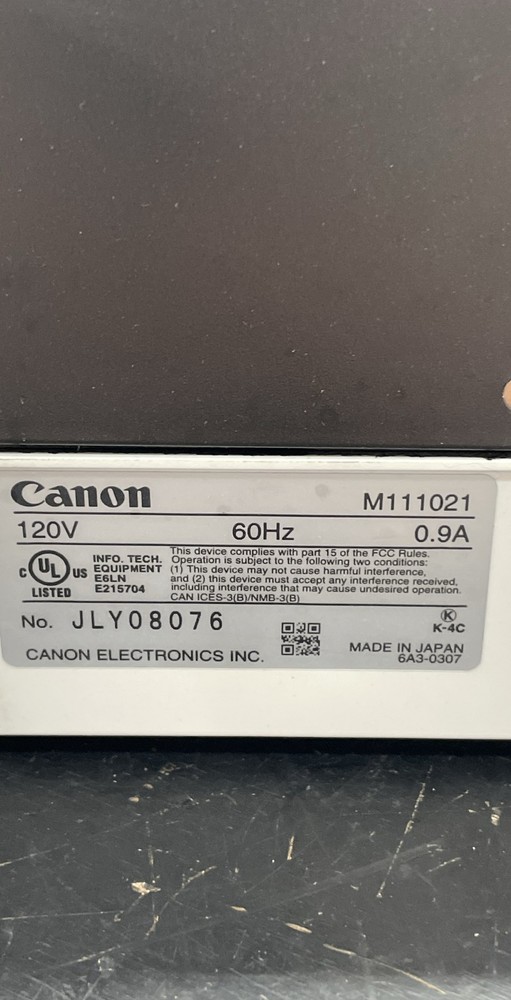 Canon imageFORMULA CR-190i II Desktop Check Scanner Reader 120V 0.9A