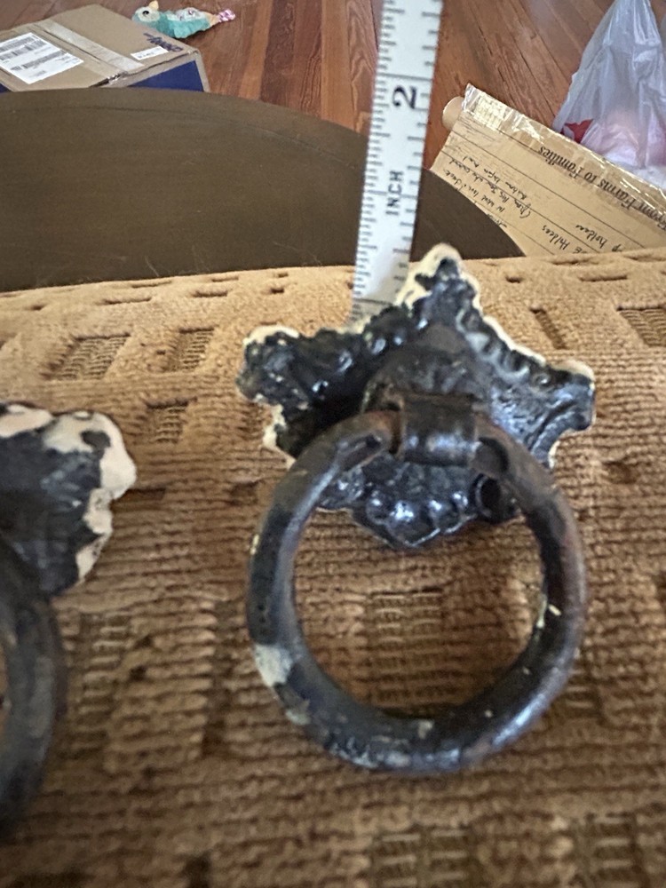 6 Antique Victorian Era Drawer Pulls And 2 Round Drawer Pulls