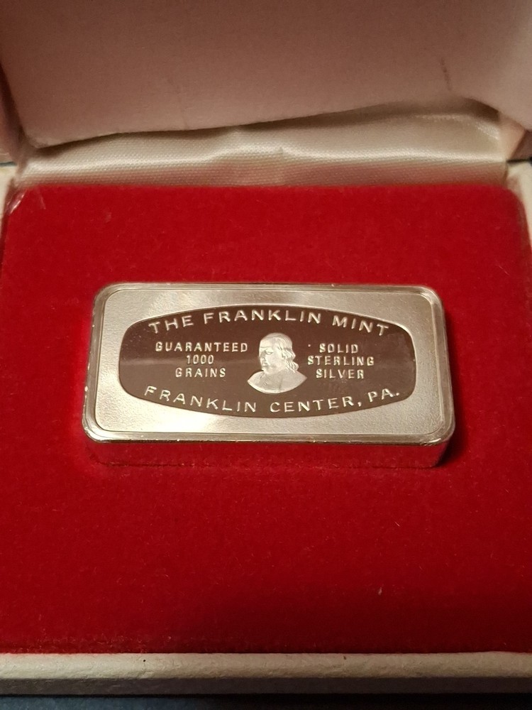 1973 THE FRANKLIN MINT CHRISTMAS INGOT WITH BOX SOLID SILVER STERLING