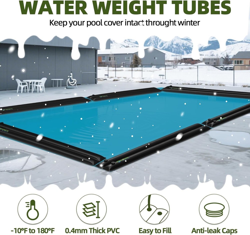 8FT Double Chamber Pool Water Bags, Heavy Duty 8 feet x Width, Black