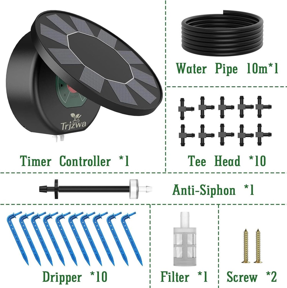 Solar Drip Irrigation System Kit,DIY Irrigation System for Garden Yard Automatic