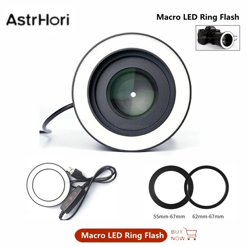 AstrHori Macro Ring Light 67mm-46mm Led Video Ring Camera Light Macro Led Light