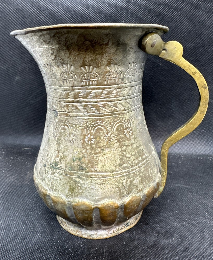 Tinned Copper, Brass, Cup, Mug Hammered Decoration,