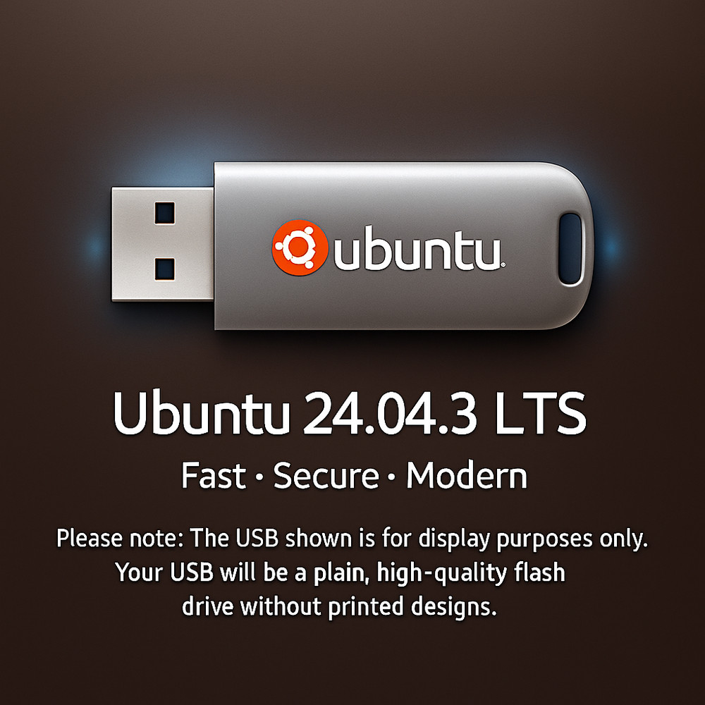 Ubuntu 24.04.3 LTS 64-bit Bootable USB – Fast Secure | Revive old PC