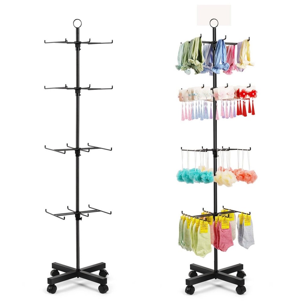 Flenpptly Retail Display Stand Rotating 4 Tier Spinning Black