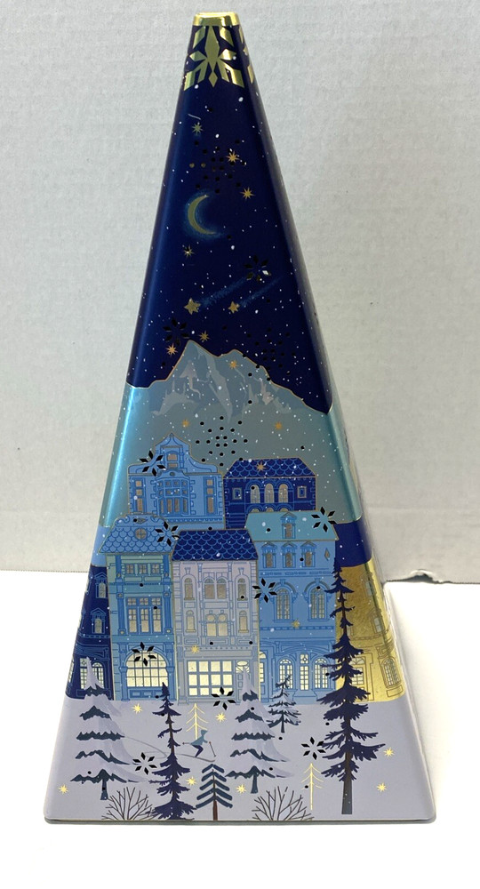 Empty 12" Lighted Pyramid Tin Winter Scene Works