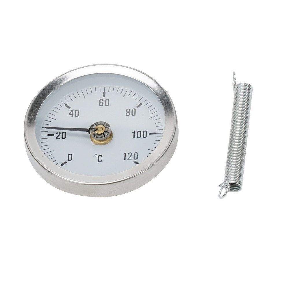 Practical Pipe Thermometers Bimetal Round Spring Stainless Steel 0-120℃