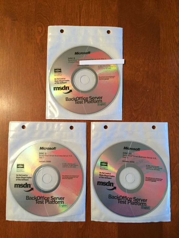 MICROSOFT MSDN BACKOFFICE SMALL BUSINESS SERVER 4.5  3 DISC SET  CD-ROM