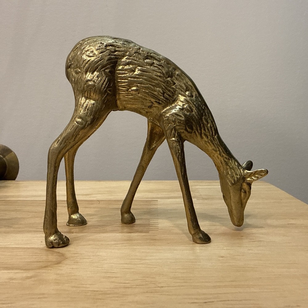 Brass Candlestick And Brass Deer