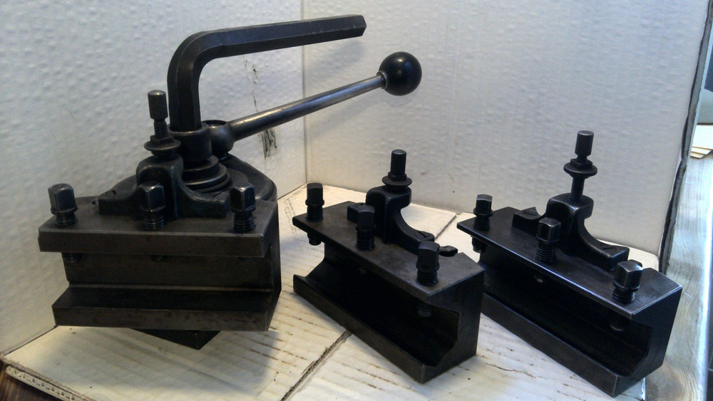 3- Swiss Multifix Quick Change Tool holders. Includes Tool Post Enco E-3