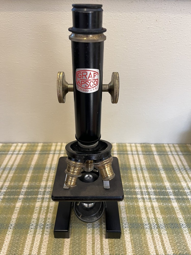 Vintage Graf Apsco Microscope with working Light c.1946