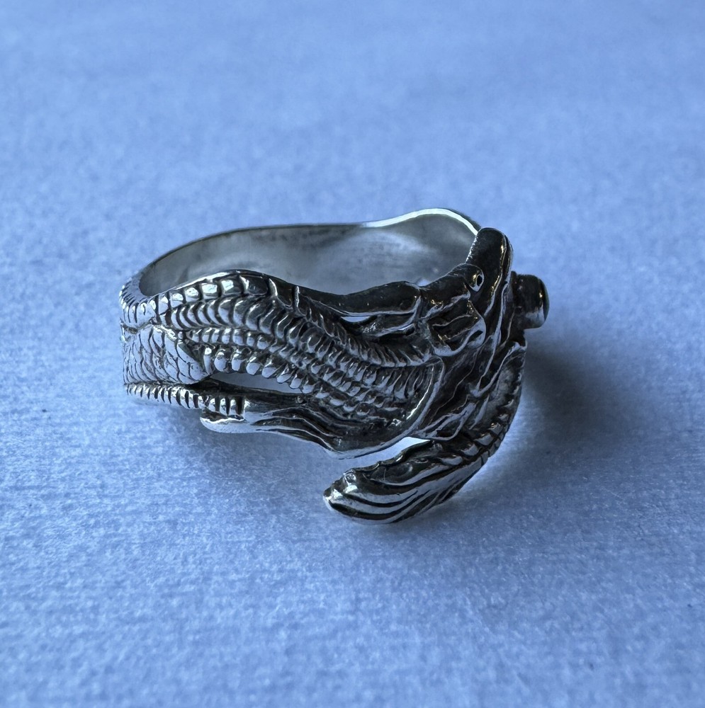 Sterling Silver Dragon Playing Ball Size 9